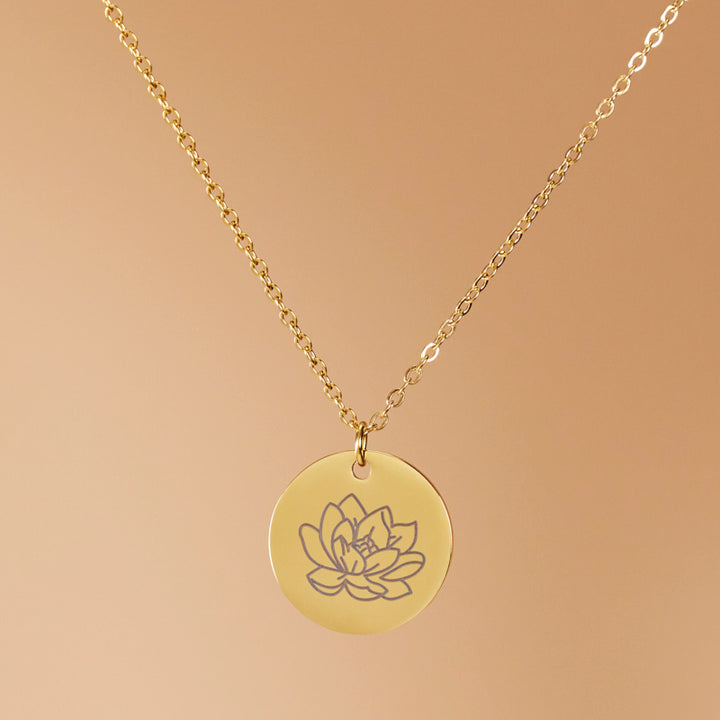 Birth Flower Necklace - July - Lotus