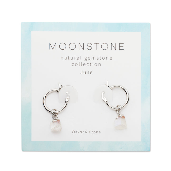 Moonstone Birthstone Hoop Earrings - June