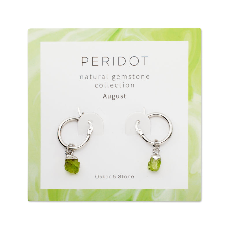 Peridot Birthstone Hoop Earrings - August