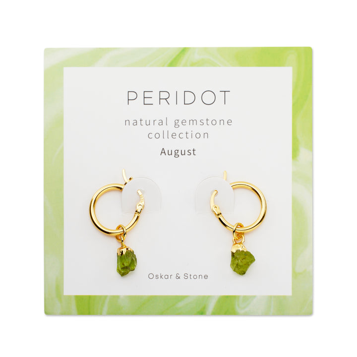 Peridot Birthstone Hoop Earrings - August