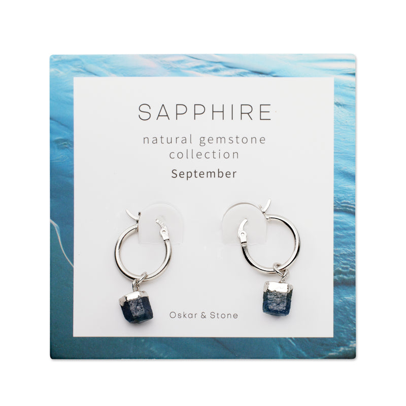 Sapphire Birthstone Hoop Earrings - September