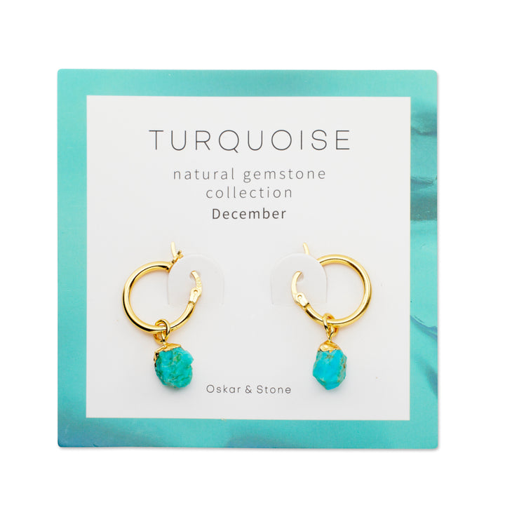 Turquoise Birthstone Hoop Earrings - December