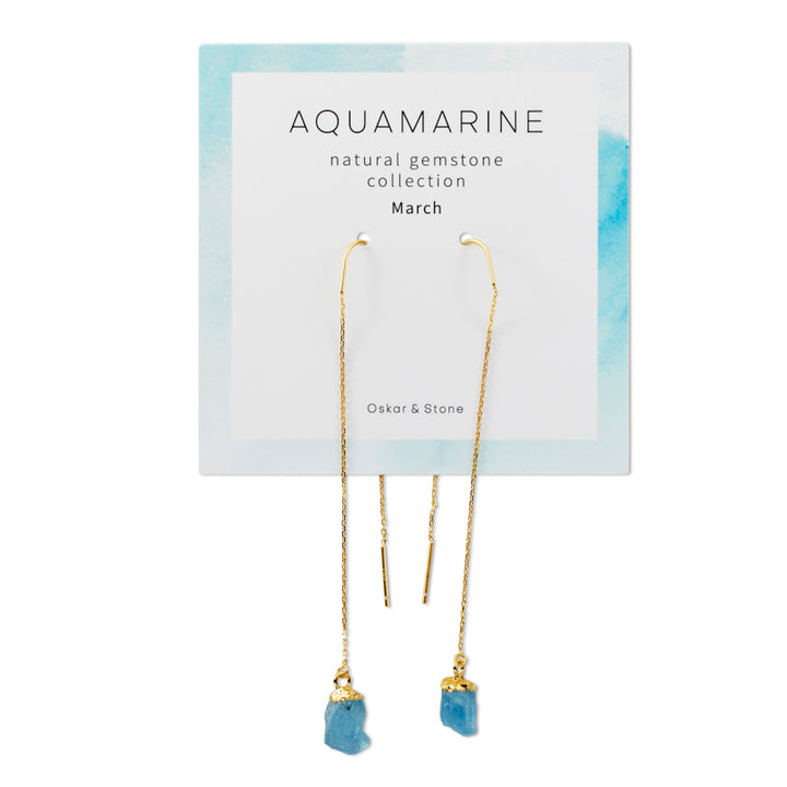 Aquamarine Birthstone Dangle Earrings - March