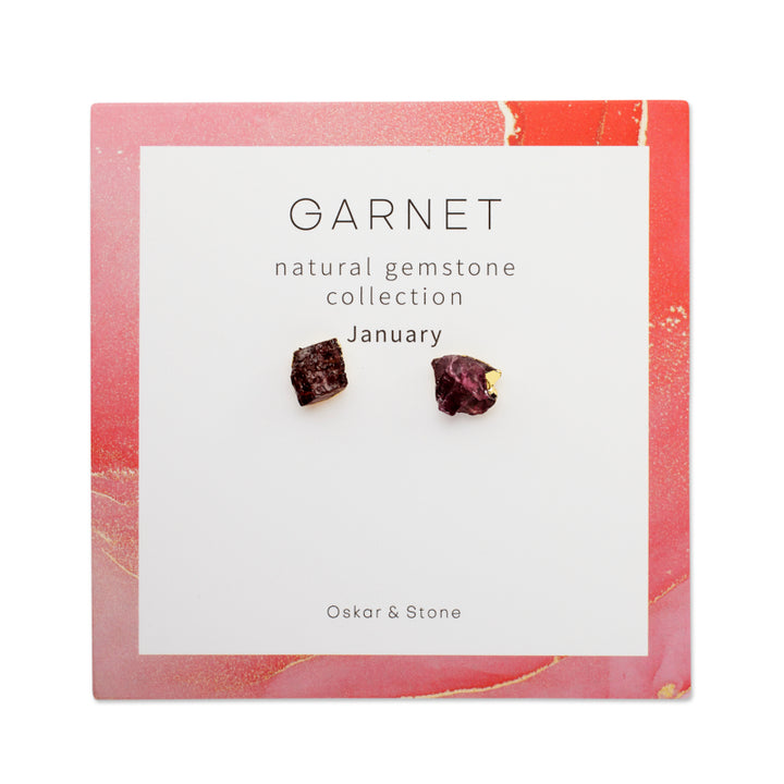 Garnet Birthstone Stud Earrings - January