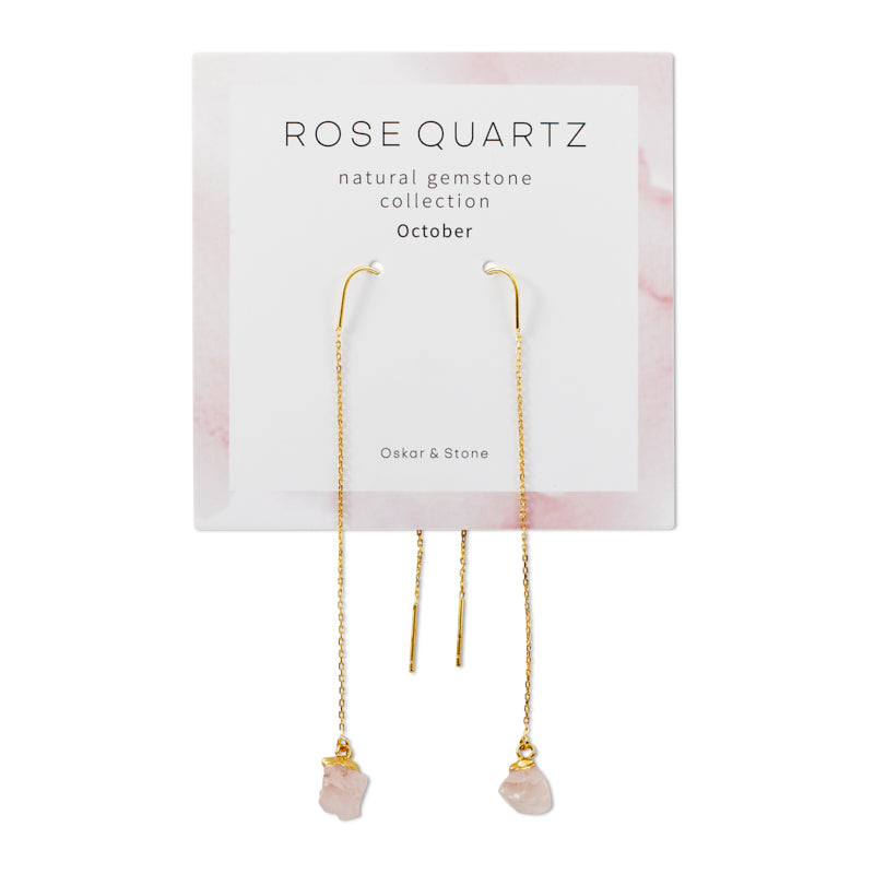 Rose Quartz Birthstone Dangle Earrings - October